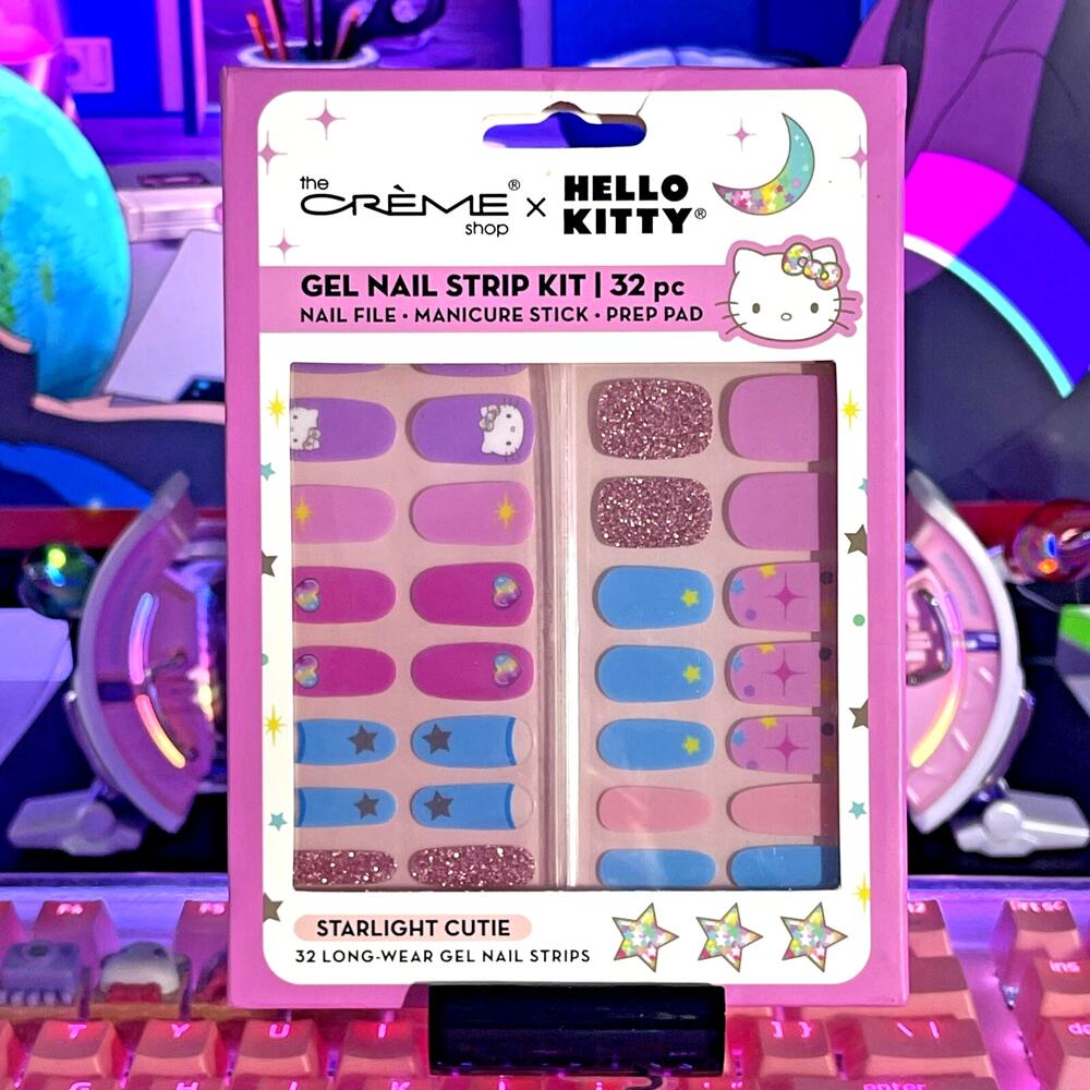 The Creme Shop Hello Kitty Gel Nail Strips 35pc Starlight Cutie Glitter Manicure